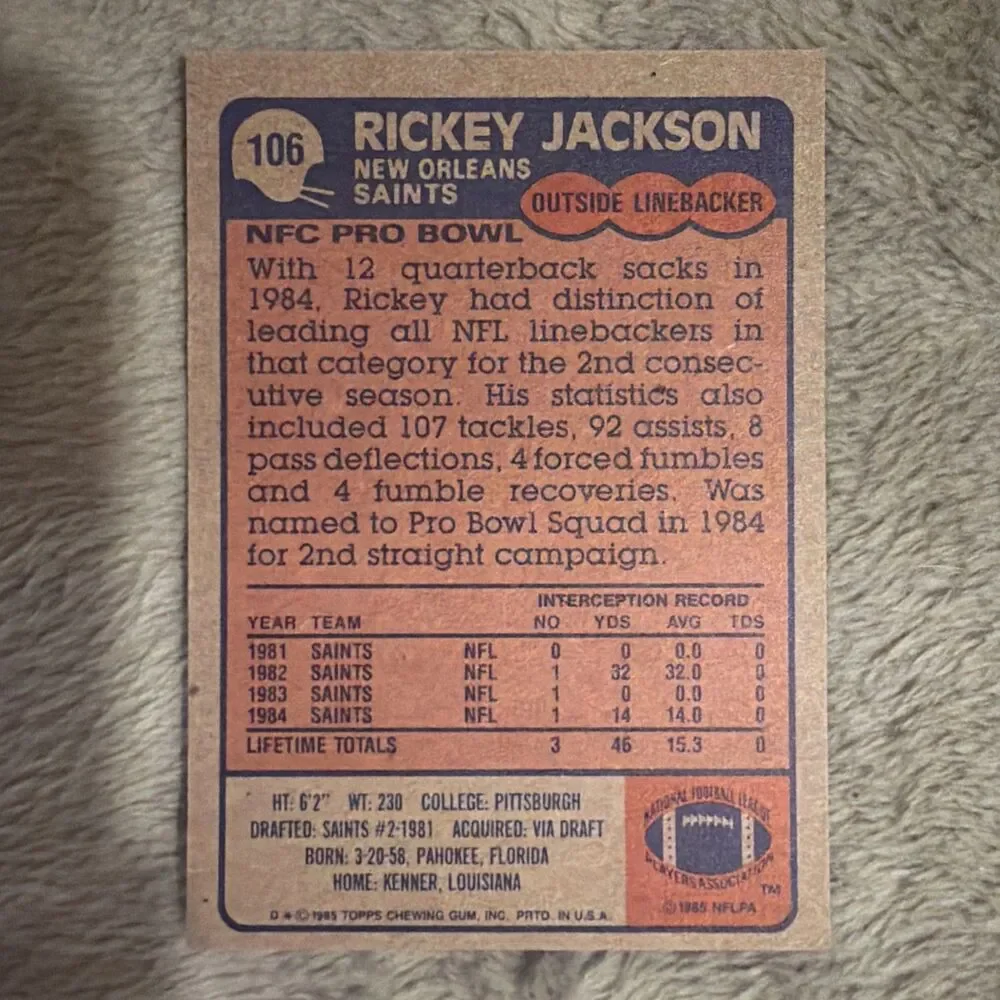 1985 Topps - Rickey Jackson #106